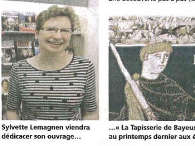 Sylvette Lemagnen en dédicace pour son ouvrage sur la Tapisserie.